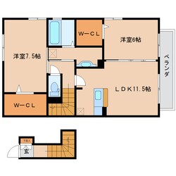 草薙駅 徒歩21分 2階の物件間取画像